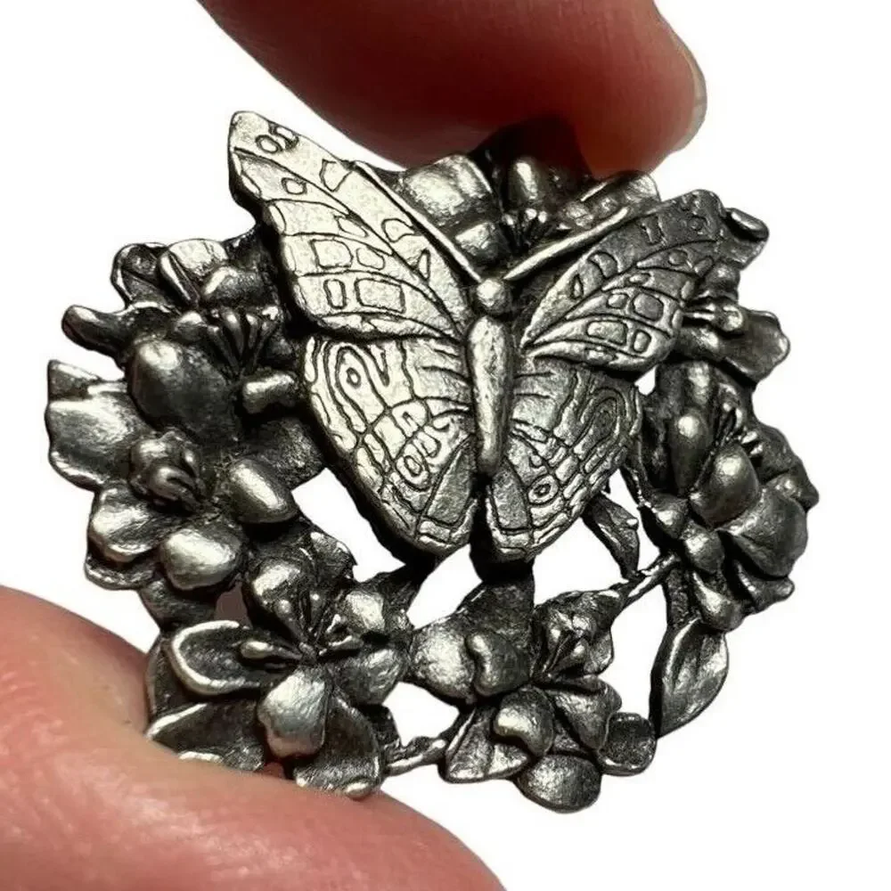 Limited Edition Brooch Pin 1998 Pewter Birds and Blooms